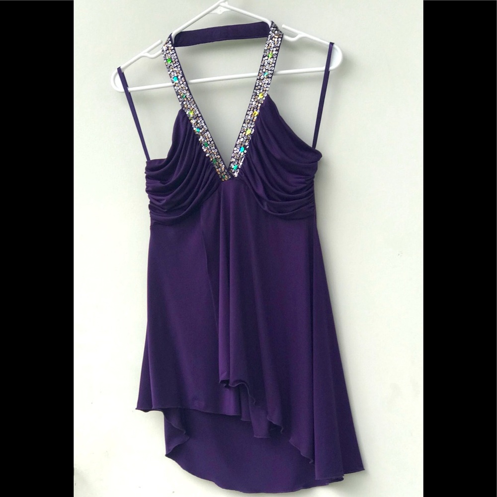 To the Max - Purple halter top w/sequin neckline